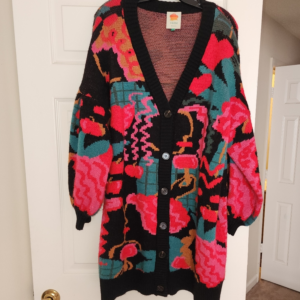 S/M Farm Rio Lovers Apple Cardigan - Picture 6 of 7